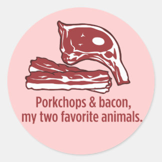 Sticker Rond Porkchops & Bacon, mes deux animaux préférés