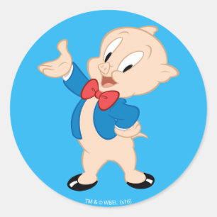 Sticker Rond Porky Pig   Pose Classique