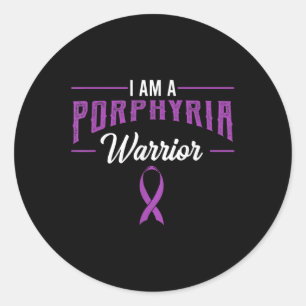 Sticker Rond Porphyria Guerrier Sensibilisation Ribbon Supporte
