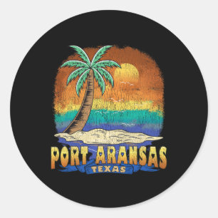 Sticker Rond Port Aransas Texas Vintage Souvenir désorganisé