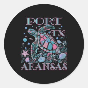 Sticker Rond Port Aransas Tx Amoureux des Tortues Souvenir de P