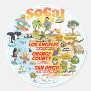 Sticker Rond Port de la Californie du Sud