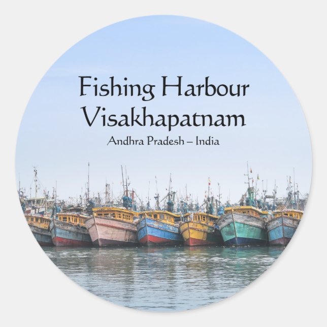 Sticker Rond Port de pêche Vizag (Devant)