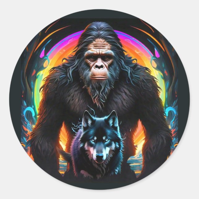 Sticker Rond Portail Bigfoot et Wolf (Devant)