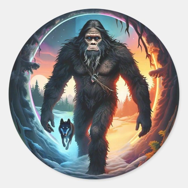 Sticker Rond Portail Bigfoot et Wolf (Devant)
