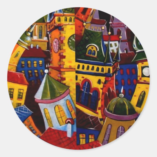 Sticker Rond Porte à Prague (Devant)