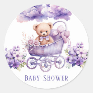 Sticker Rond Porte adorable Teddy Bear Baby shower fille