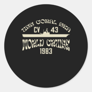 Sticker Rond Porte-avions USS Coral Sea Cv-43 Croisière mondial