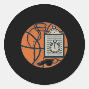 Sticker Rond Porte - bloc de sifflet de l'entraîneur de basket-