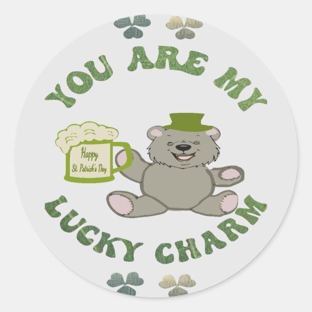 Sticker Rond Porte-bonheur ours (Devant)