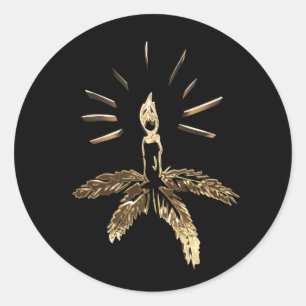 Sticker Rond Porte-bougies Noir Or Élégant