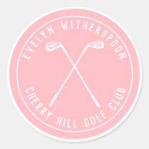 Sticker Rond Porte-clés rose de golf personnalisé