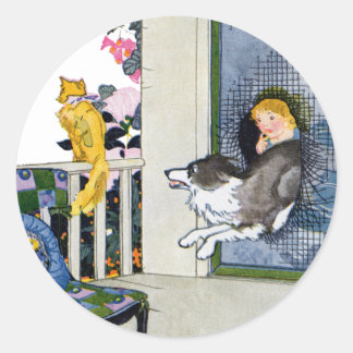 Sticker Rond Porte d'écran Dog Bust pour obtenir chat