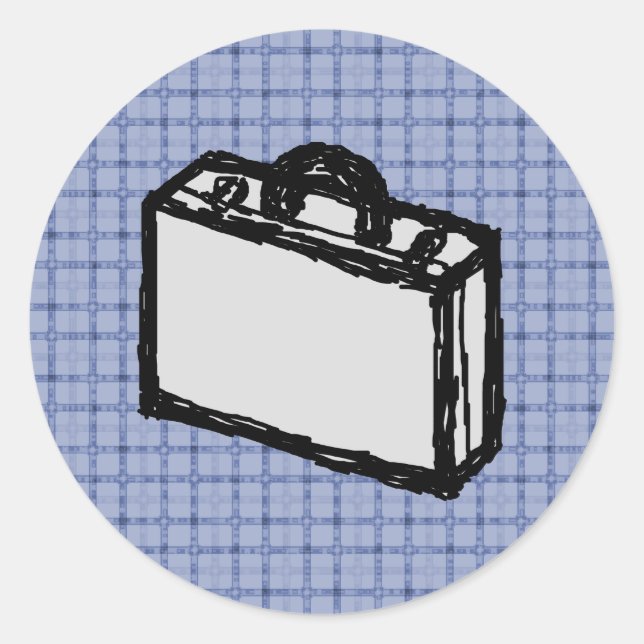 Sticker Rond Porte-documents de bureau ou Esquisse de valise de (Devant)