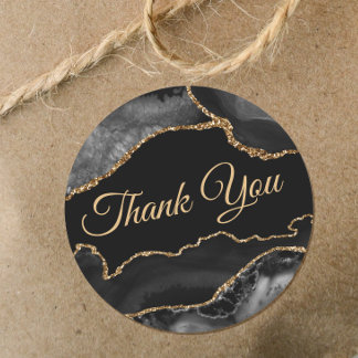 Sticker Rond Porte d'or noir élégant merci