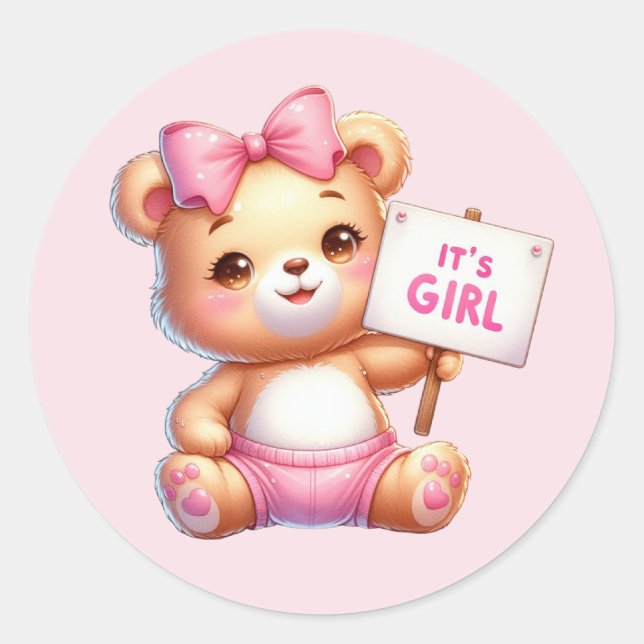 Sticker Rond Porte fille mignonne (Devant)