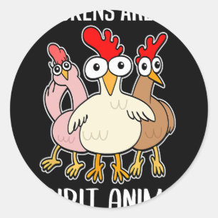Sticker Rond Porte-poulet de dessin animé Poulets Animal spirit