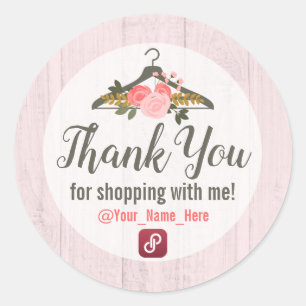 Sticker Rond Porte-vêtements Fleuris Merci pour votre Armoire B