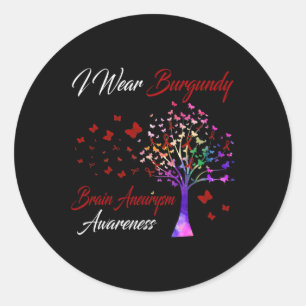 Sticker Rond Porter Burgundy Cerveau Aneurysme Sensibilisation 