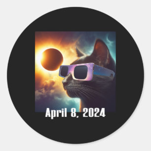 Sticker Rond Porter des lunettes solaires Eclipse Colorée Cultu
