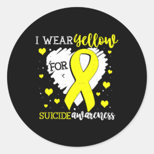 Sticker Rond Porter Jaune pour la sensibilisation au suicide Ru