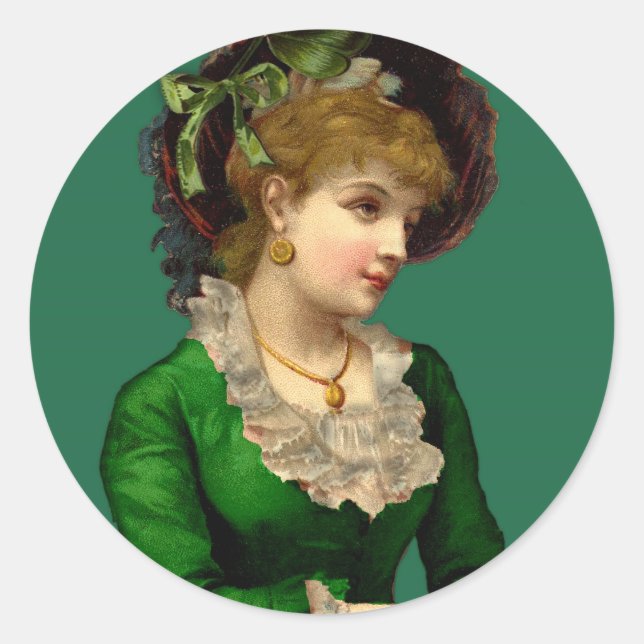 Sticker Rond Porter le vert le jour de la Saint Patrick (Devant)