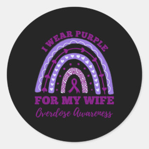 Sticker Rond Porter le violet pour ma femme Sensibilisation à l