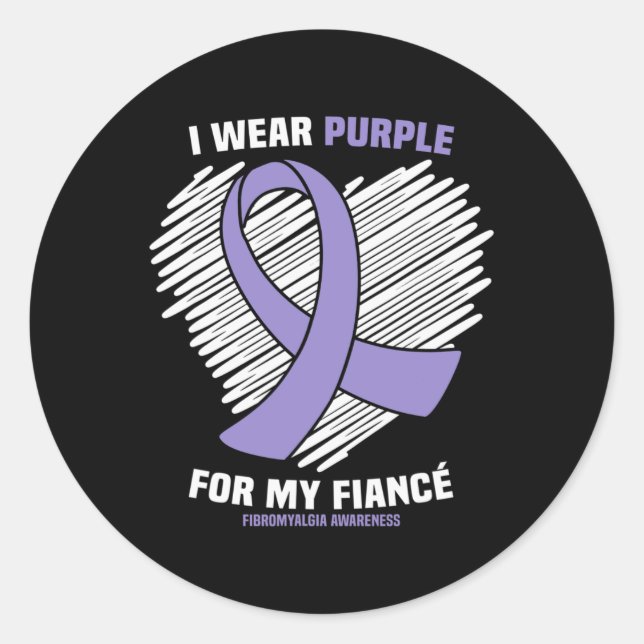 Sticker Rond Porter le violet pour ma fiance Fibromyalgie Sensi (Devant)