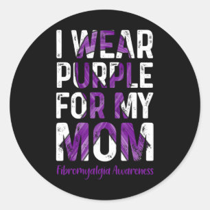 Sticker Rond Porter le violet pour ma mère - Sensibilisation à