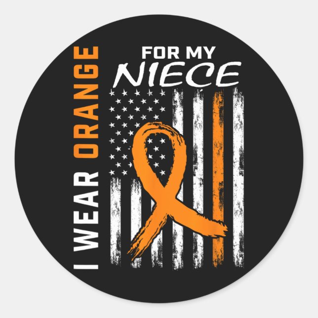 Sticker Rond Porter Orange Niece Sclérose Multiple Ms Drapeaux (Devant)