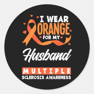 Sticker Rond Porter Orange Pour Mon Mari Sclérose Multiples Awa