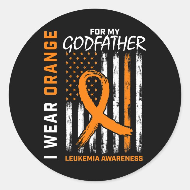 Sticker Rond Porter Orange pour Parrain Leukemia Sensibilisatio (Devant)