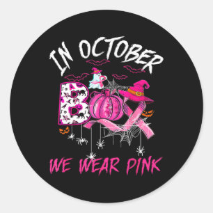 Sticker Rond Porter Pink Breast Cancer Guerrier mignon Fantôme