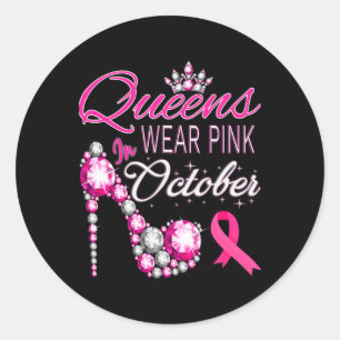 Sticker Rond Porter Rose En Octobre Sensibilisation au cancer d