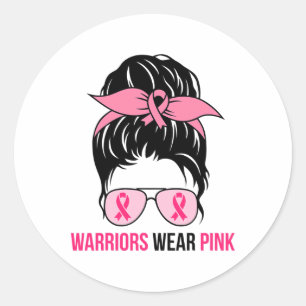 Sticker Rond Porter rose Messager Bun Maman Cancer du sein Sens