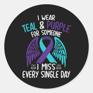 Sticker Rond Porter Turquoise & ; Violet Pour Quelqu'Un Qui