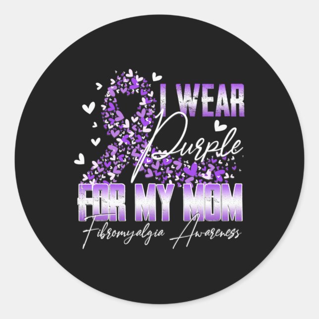 Sticker Rond Porter Violet Pour Ma Maman Fibromyalgie Sensibili (Devant)