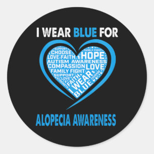 Sticker Rond Portez Bleu pour Alopecia Sensibilisation Foi Espo