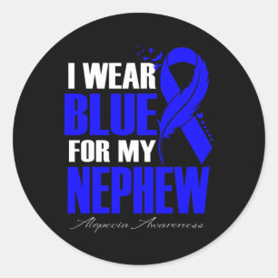 Sticker Rond Portez Bleu pour ma plume d'Alopécie Nephew
