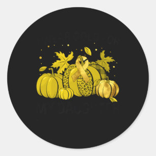 Sticker Rond Portez De L'Or Pour Ma Fille Citrouille Cancer Enf