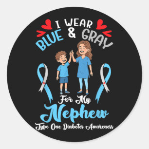 Sticker Rond Portez du bleu et du gris pour la sensibilisation
