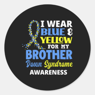 Sticker Rond Portez du bleu et du jaune pour mon frère avec le