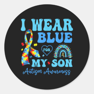 Sticker Rond Portez du bleu pour la sensibilisation à l'autisme