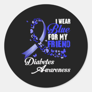 Sticker Rond Portez Du Bleu Pour Mon Ami T1D Sensibilisation au