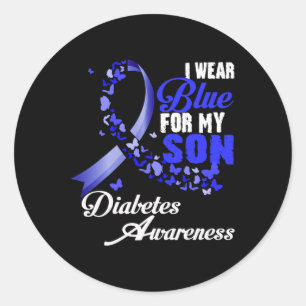 Sticker Rond Portez du bleu pour mon fils T1d sensibilisation a