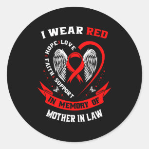 Sticker Rond Portez du rouge en mémoire de la belle-mère attein