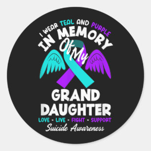 Sticker Rond Portez du sarcelle et du violet en mémoire de votr