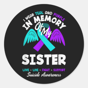 Sticker Rond Portez du sarcelle et du violet en mémoire du desi