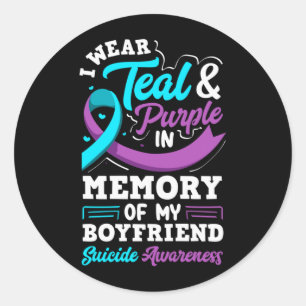 Sticker Rond Portez du sarcelle et du violet en mémoire du peti