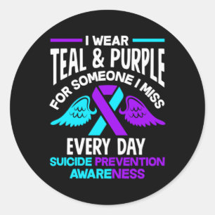 Sticker Rond Portez du sarcelle et du violet pour quelqu'un que